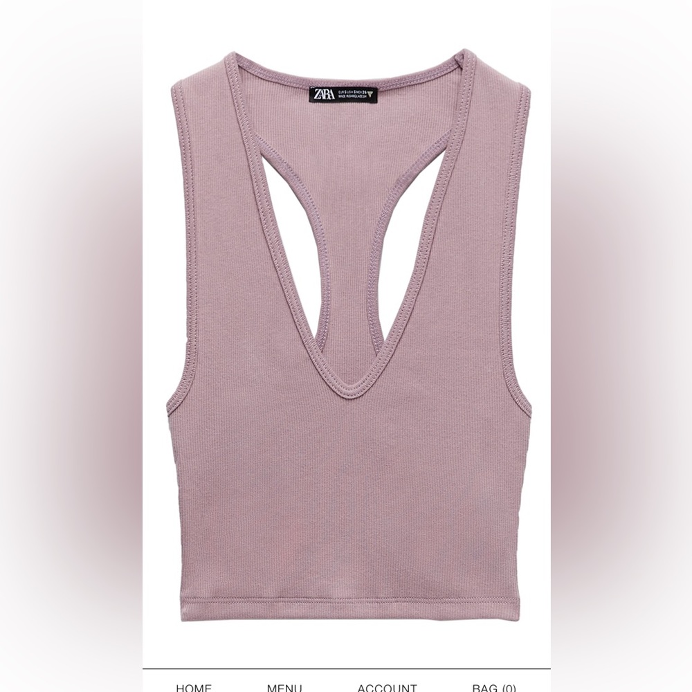 zara ribbed pink cropped tank